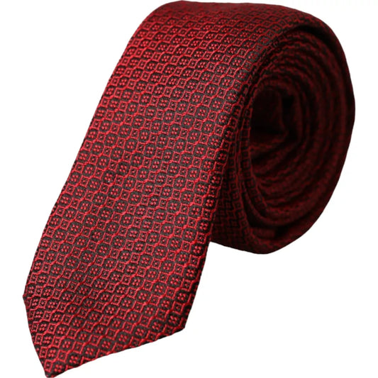 Corbata ajustable para hombre 100 % seda con estampado rojo