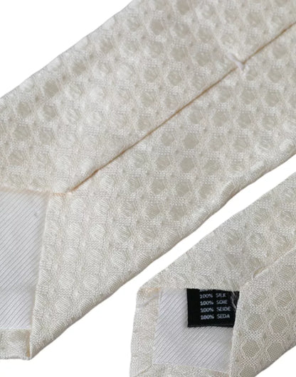 Corbata ajustable de seda color blanco roto para hombre