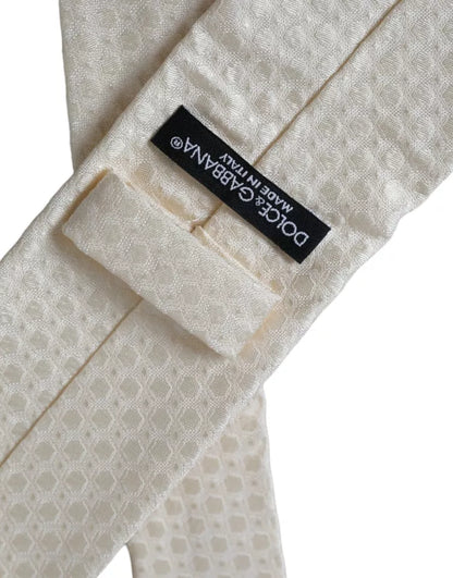 Corbata ajustable de seda color blanco roto para hombre