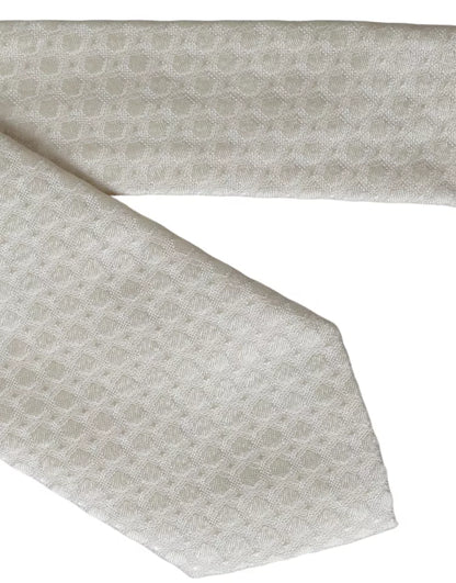 Corbata ajustable de seda color blanco roto para hombre