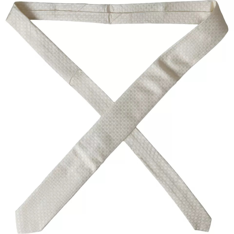 Corbata ajustable de seda color blanco roto para hombre