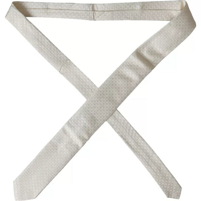 Corbata ajustable de seda color blanco roto para hombre
