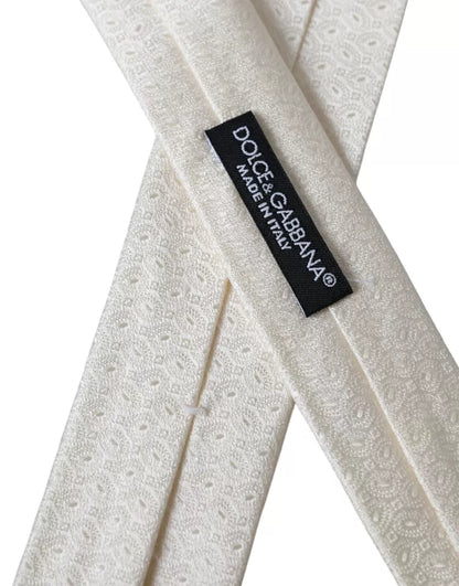 Corbata ajustable de seda con estampado blanco roto para hombre