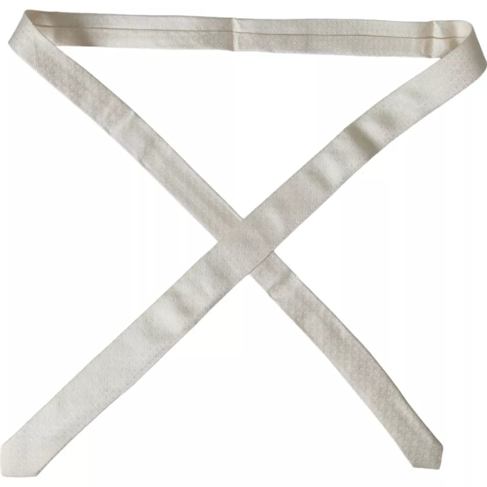 Corbata ajustable de seda con estampado blanco roto para hombre