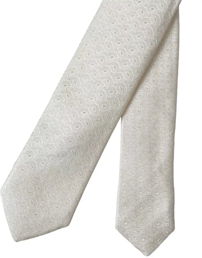 Corbata ajustable de seda con estampado blanco roto para hombre