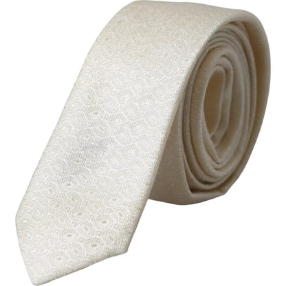 Corbata ajustable de seda con estampado blanco roto para hombre