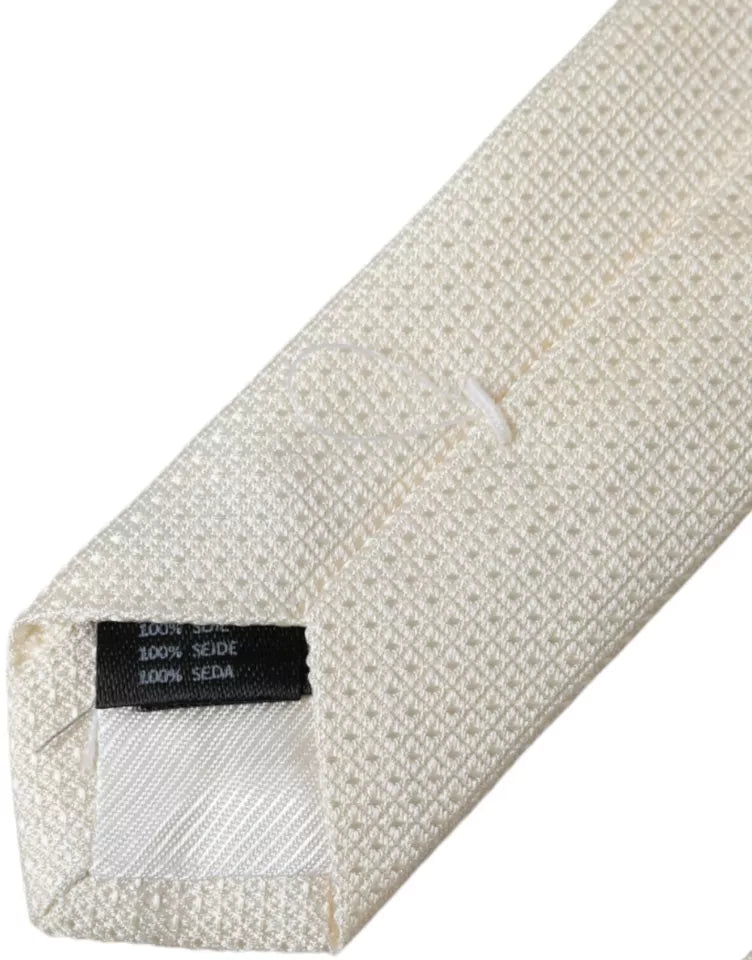 Corbata clásica ajustable de seda con estampado en blanco roto