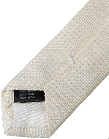 Corbata clásica ajustable de seda con estampado en blanco roto
