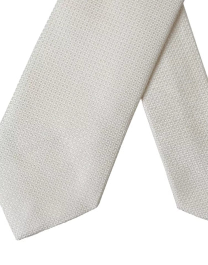 Corbata clásica ajustable de seda con estampado en blanco roto