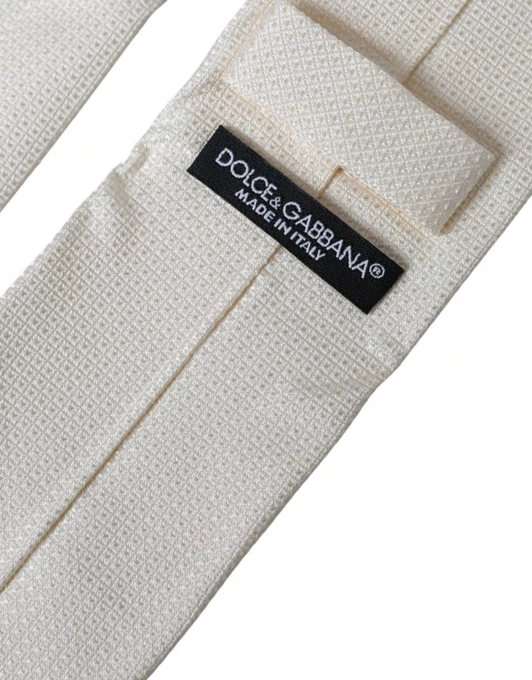 Corbata clásica ajustable de seda con estampado en blanco roto