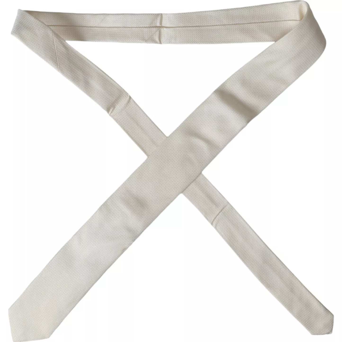 Corbata clásica ajustable de seda con estampado en blanco roto