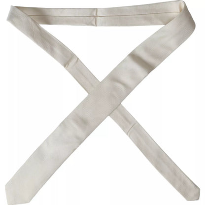 Corbata clásica ajustable de seda con estampado en blanco roto