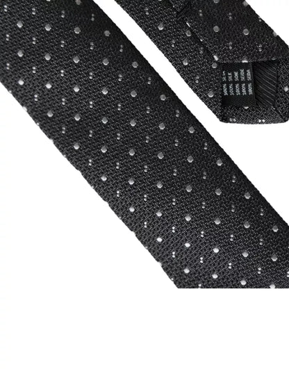 Corbata ajustable de seda con lunares negros para hombre