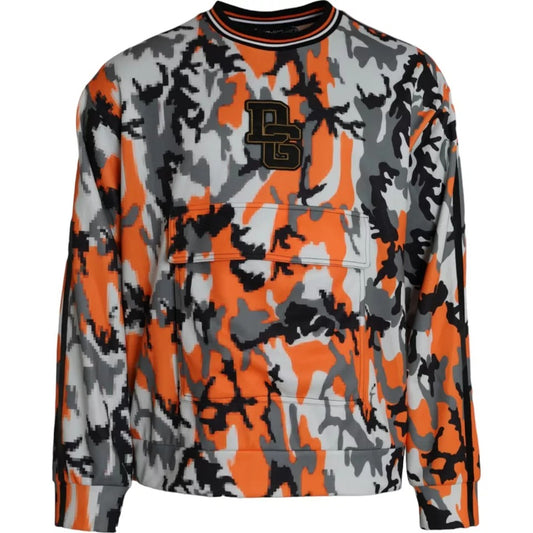 Suéter de cuello redondo con estampado de camuflaje multicolor