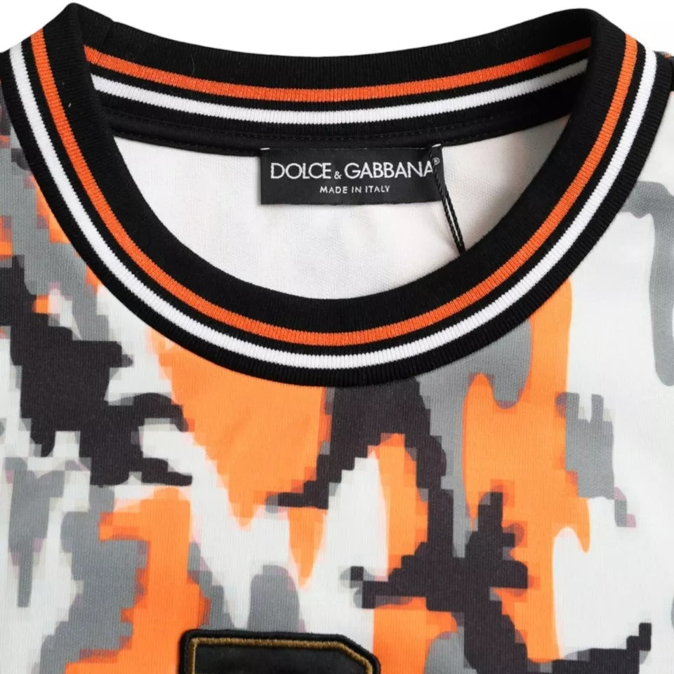 Suéter de cuello redondo con estampado de camuflaje multicolor