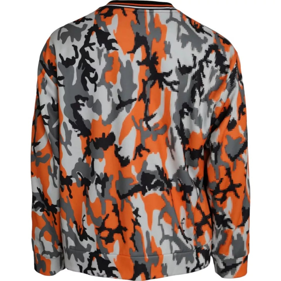 Suéter de cuello redondo con estampado de camuflaje multicolor