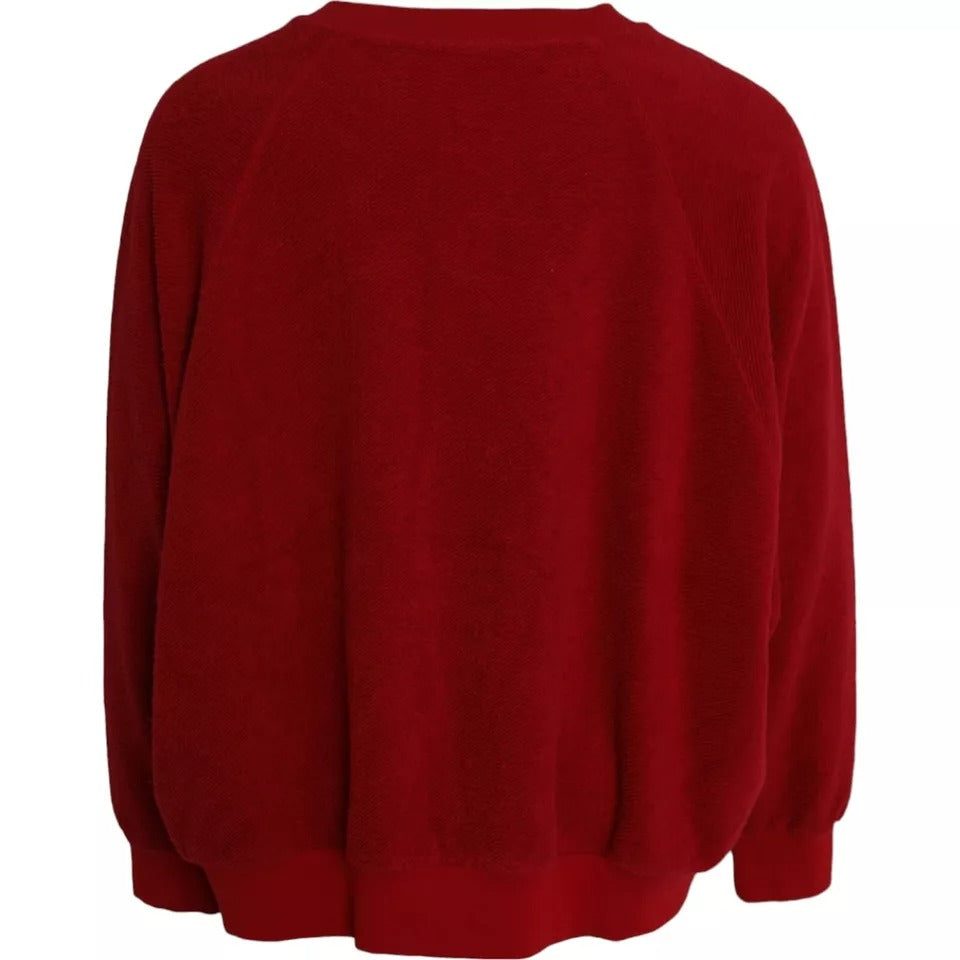 Suéter de cuello redondo de algodón con logotipo rojo
