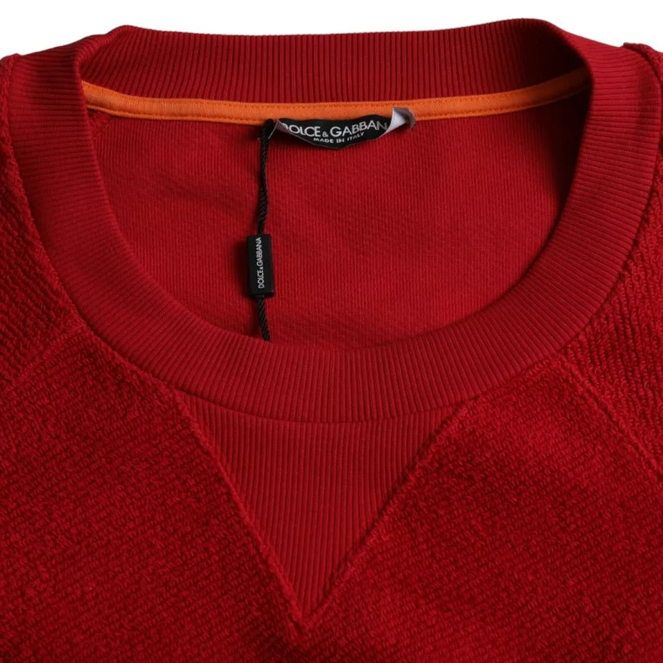 Suéter de cuello redondo de algodón con logotipo rojo