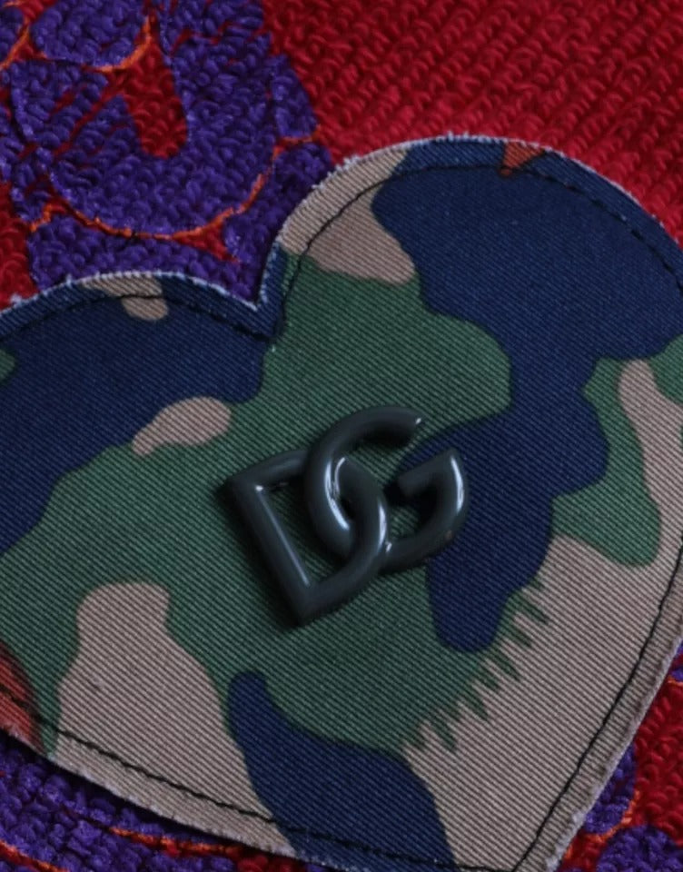 Suéter de cuello redondo de algodón con logotipo rojo