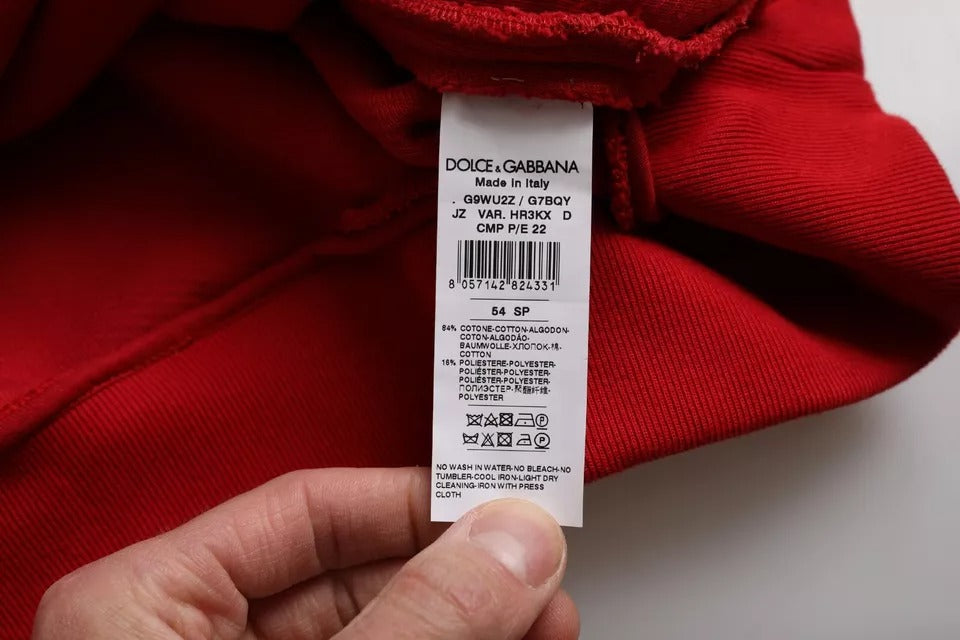 Suéter de cuello redondo de algodón con logotipo rojo