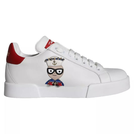 Zapatillas Portofino de piel de becerro napa con parche blanco