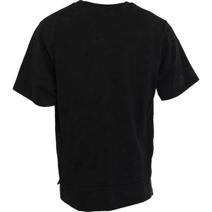 Camiseta de algodón con cuello redondo y estampado gráfico negro