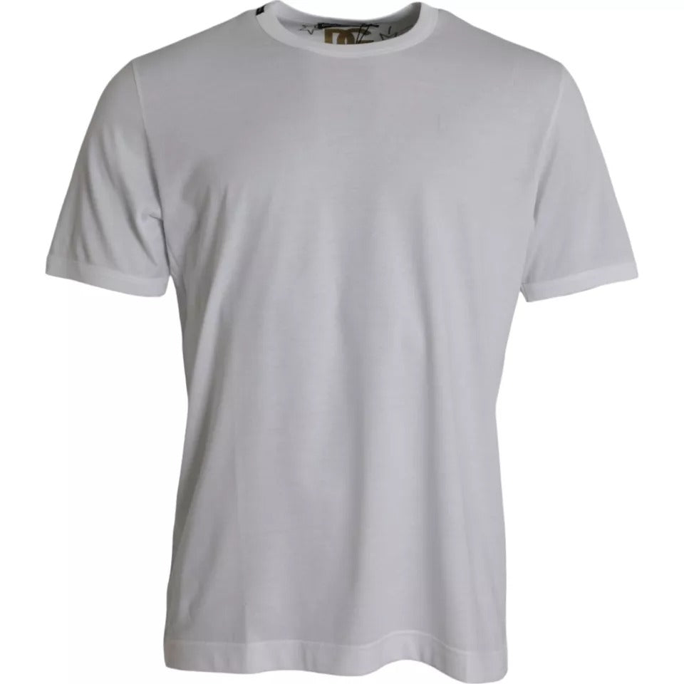Camiseta blanca de algodón con cuello redondo y manga corta