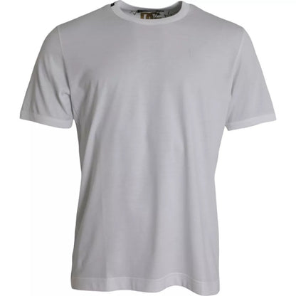 Camiseta blanca de algodón con cuello redondo y manga corta