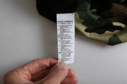 Camiseta de algodón con cuello redondo y estampado de camuflaje multicolor para hombre