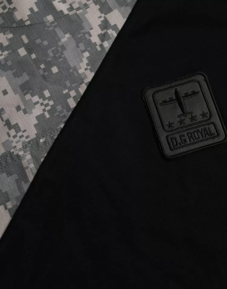 Camiseta de algodón con cuello redondo y estampado de camuflaje multicolor para hombre