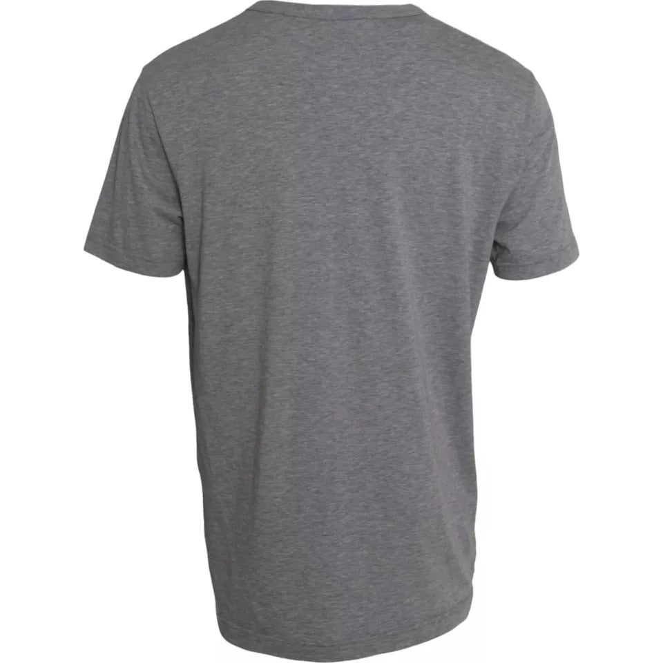 Camiseta de algodón con cuello redondo y estampado gráfico gris