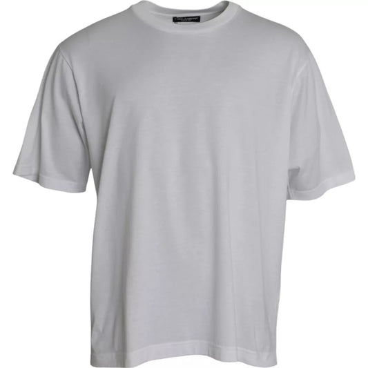 Camiseta blanca de algodón con cuello redondo y manga corta