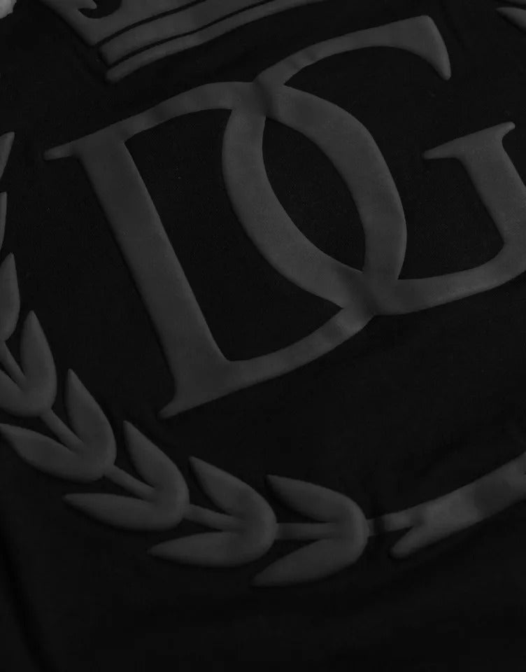 Camiseta de algodón con cuello redondo y logotipo negro en relieve