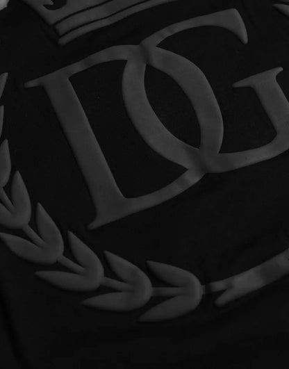 Camiseta de algodón con cuello redondo y logotipo negro en relieve