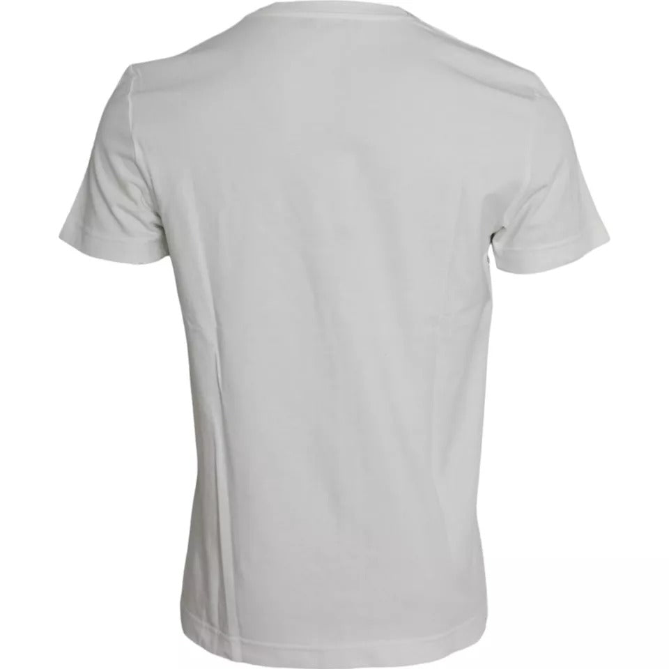 Camiseta de algodón de manga corta con estampado de bandana blanca para hombre