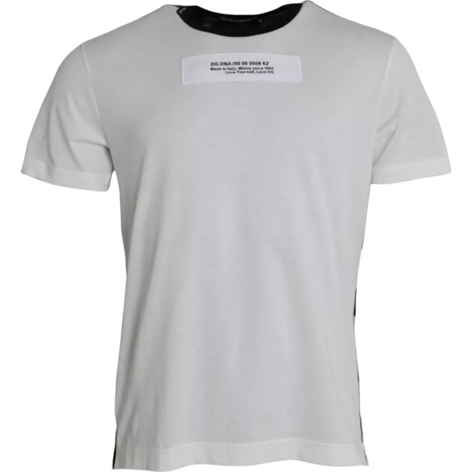 Camiseta de cuello redondo con estampado de camuflaje blanco y negro