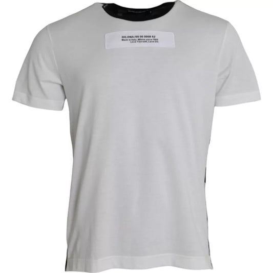 Camiseta de cuello redondo con estampado de camuflaje blanco y negro