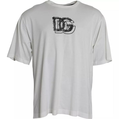 Camiseta blanca de cuello redondo y manga corta con logotipo