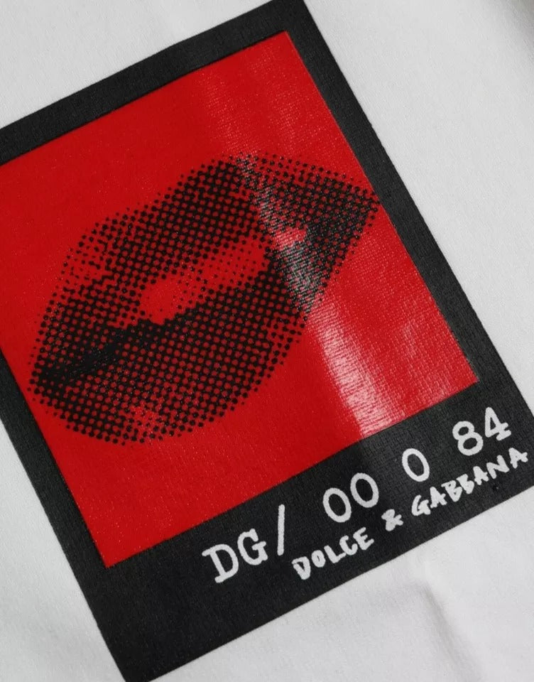 Camiseta de algodón con estampado de labios rojos y blancos para hombre