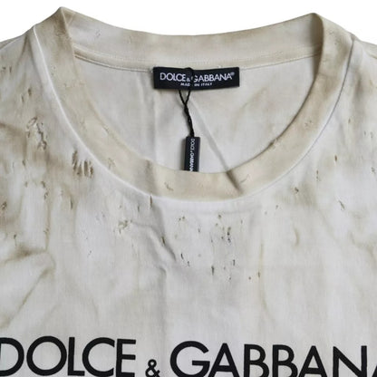 Camiseta de algodón con cuello redondo y logotipo de Off White