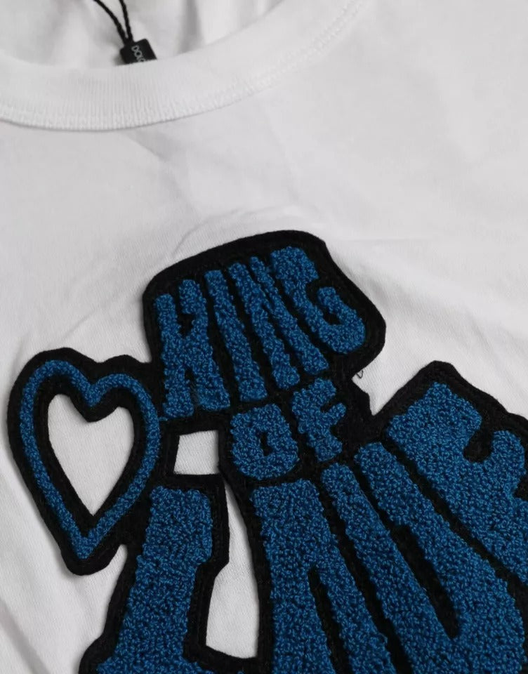 Camiseta blanca de cuello redondo y manga corta del Rey del Amor