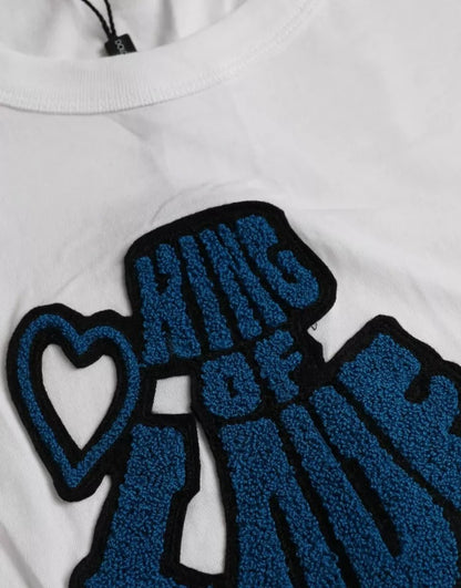 Camiseta blanca de cuello redondo y manga corta del Rey del Amor