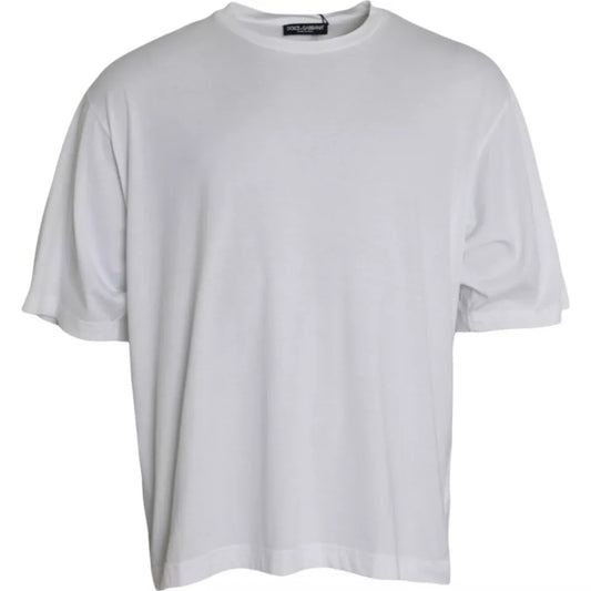 Camiseta blanca de algodón con cuello redondo y manga corta