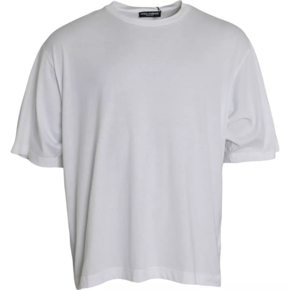 Camiseta blanca de algodón con cuello redondo y manga corta