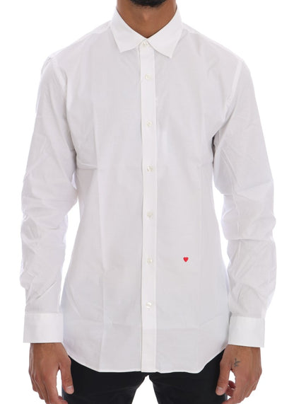 Camisa elegante de algodón blanca de corte entallado