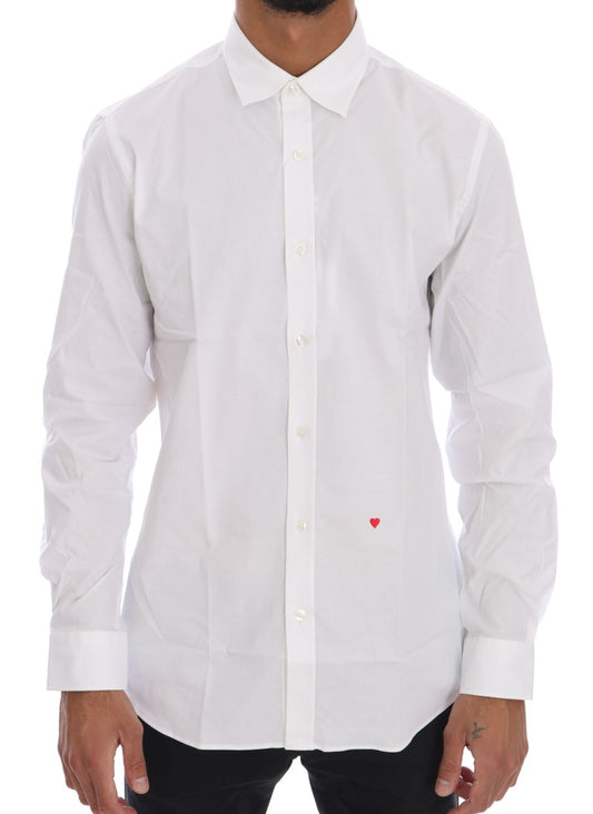 Camisa elegante de algodón blanca de corte entallado