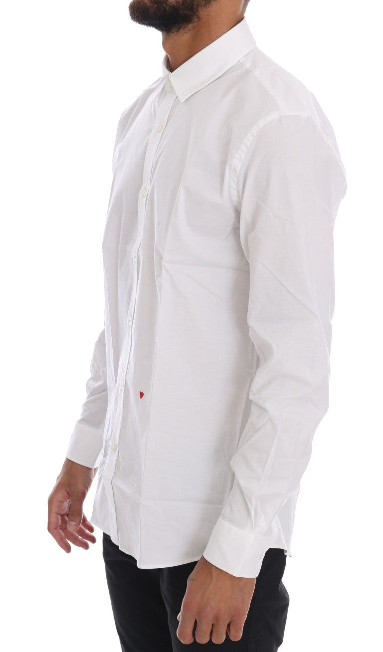 Camisa elegante de algodón blanca de corte entallado