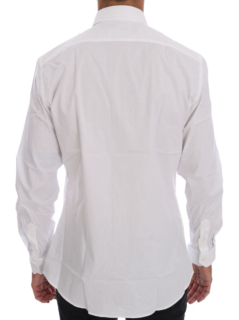 Camisa elegante de algodón blanca de corte entallado