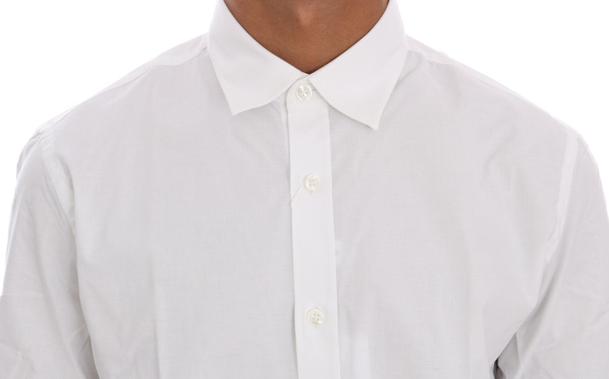 Camisa elegante de algodón blanca de corte entallado