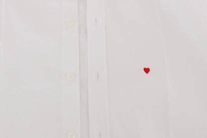 Camisa elegante de algodón blanca de corte entallado